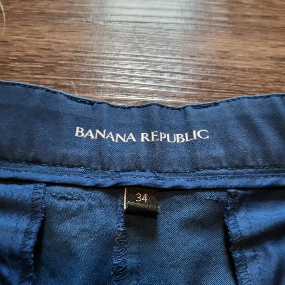 Banana Republic Performance Golf Classic Fit Chino Shorts Navy Size 34
